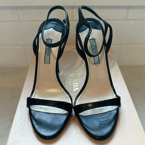 Prada Capretto 2 Black Leather Sandals size 36